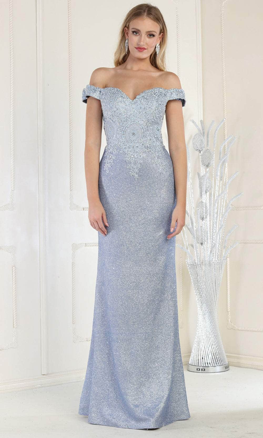 May Queen MQ2005 - Applique Glitter Prom Gown 4 / Dusty Blue - Shop May Queen dresses on Couture Candy at CoutureCandy.com May Queen MQ2005 - Applique Glitter Prom Gown 4 / Dusty Blue - Shop May Queen dresses on Couture Candy at CoutureCandy.com