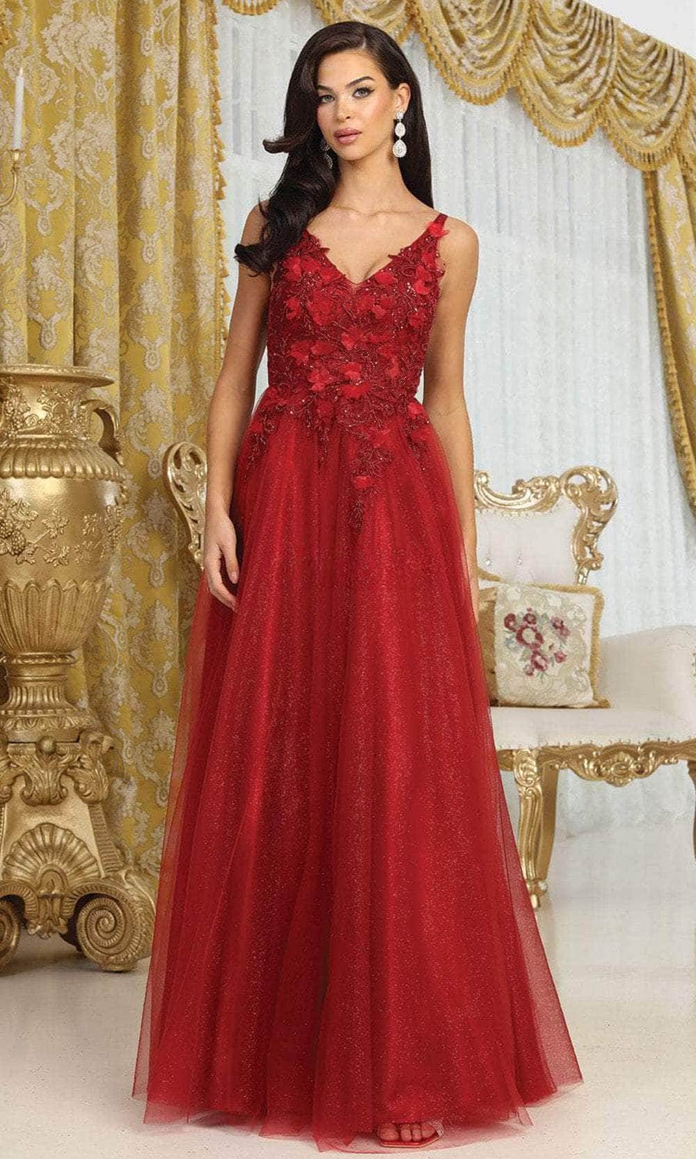 V-Neck Floor-Length Tulle Prom A-Line May Queen MQ2015 - Burgundy / 14 V-Neck Floor-Length Tulle Prom A-Line May Queen MQ2015 - Burgundy / 14
