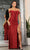 May Queen MQ2027 - Corset Glitter Prom Gown with Slit Prom Dresses 4 / Burgundy