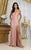 May Queen MQ2027 - Corset Glitter Prom Gown with Slit Prom Dresses 4 / Rose Gold