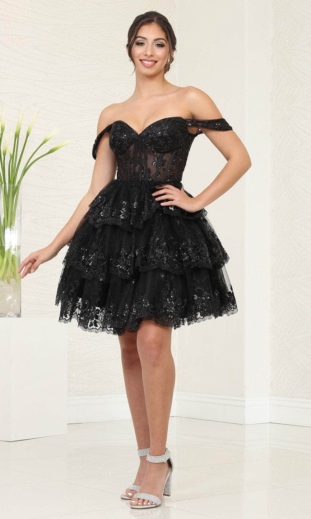 May Queen MQ2094 - Tiered A-Line Cocktail Dress 12 / Black - Shop May Queen Dresses On Couture Candy at CoutureCandy.com May Queen MQ2094 - Tiered A-Line Cocktail Dress 12 / Black - Shop May Queen Dresses On Couture Candy at CoutureCandy.com