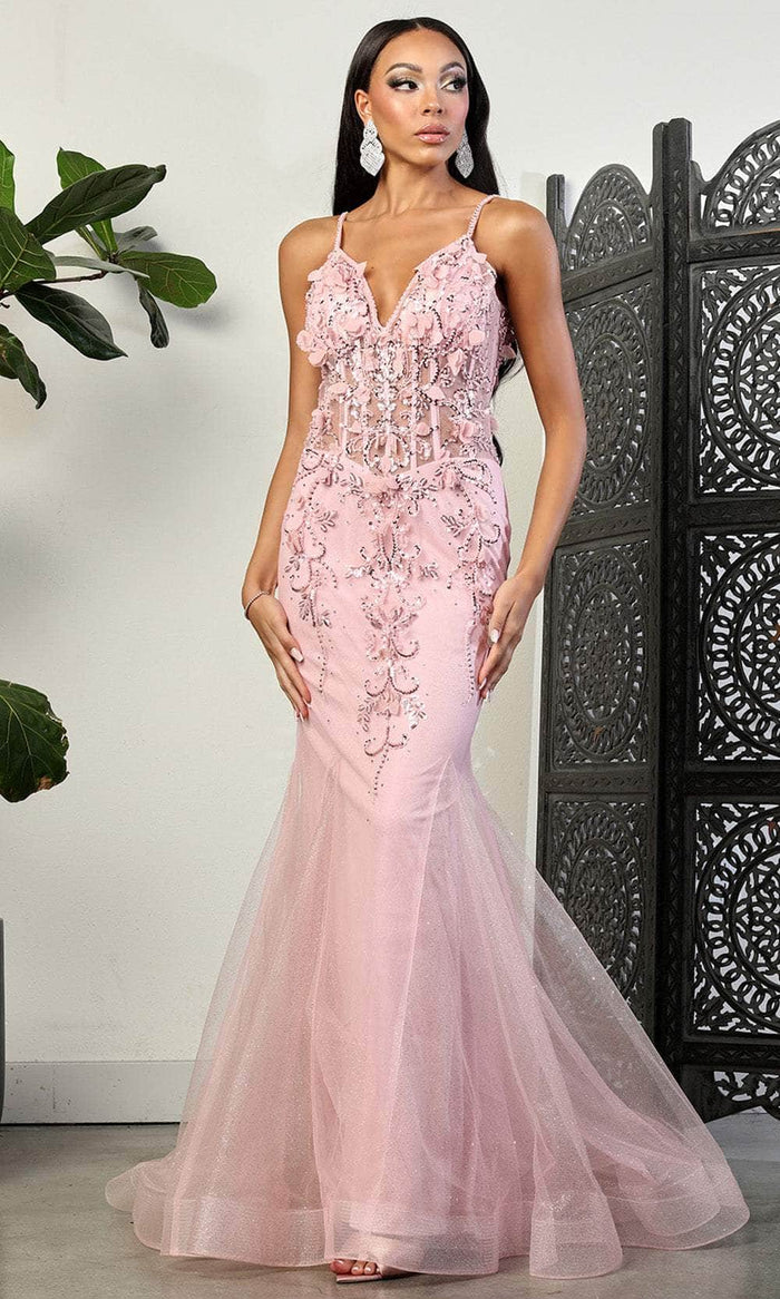 May Queen RQ8030 - Embellished Mermaid Prom Gown Evening Dresses 4 / Blush