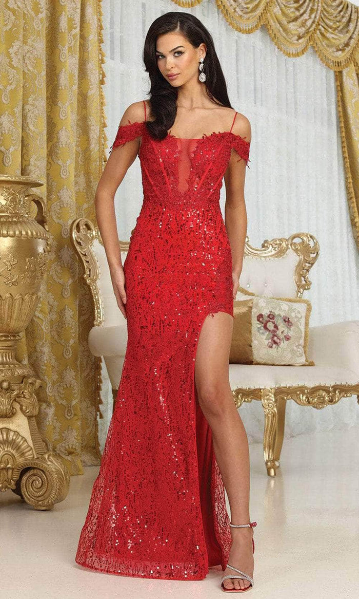 May Queen RQ8062 - Embellished Corset Prom Dress Prom Dresses 2 / Red
