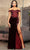 May Queen RQ8085 - Off Shoulder Velvet Prom Dress Prom Dresses 2 / Burgundy
