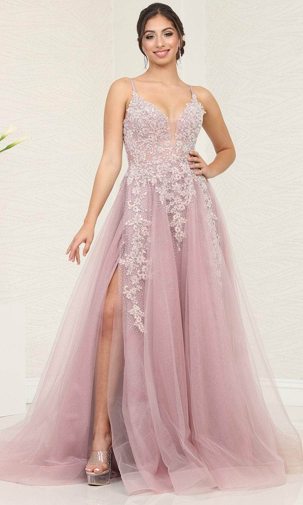 May Queen RQ8137 - Foliage Applique Prom Dress Couture Candy May Queen RQ8137 - Foliage Applique Prom Dress Couture Candy