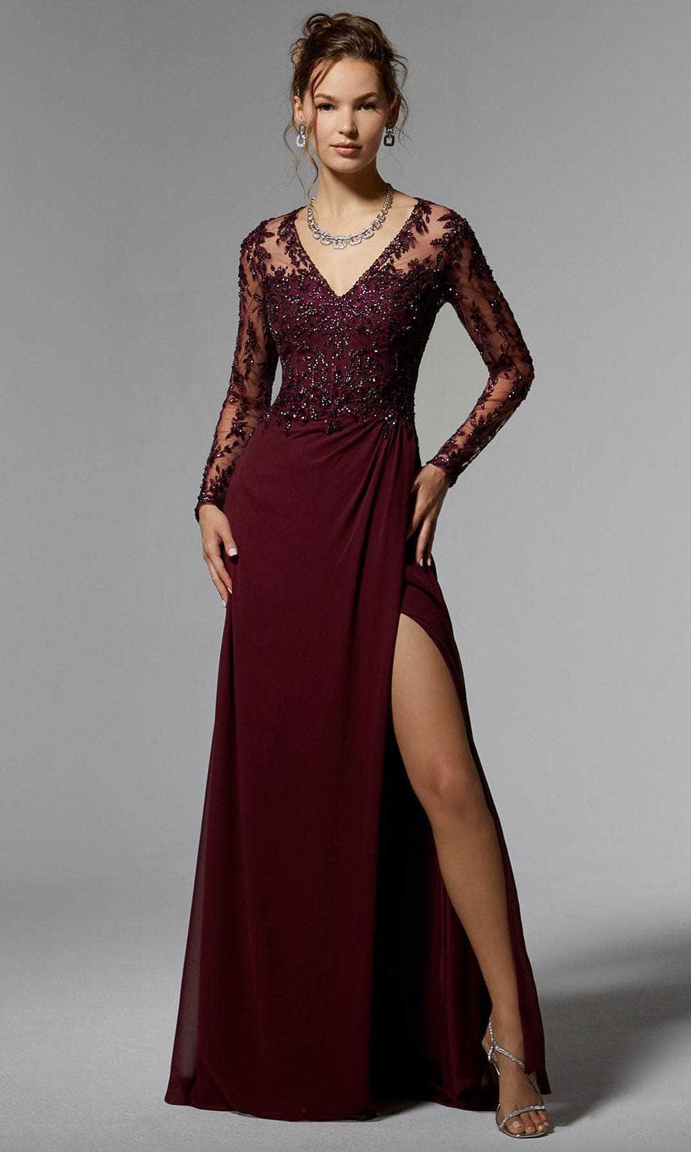 MGNY By Mori Lee 72906 - Embroidered Long Sleeve Evening Dress Couture Candy MGNY By Mori Lee 72906 - Embroidered Long Sleeve Evening Dress Couture Candy