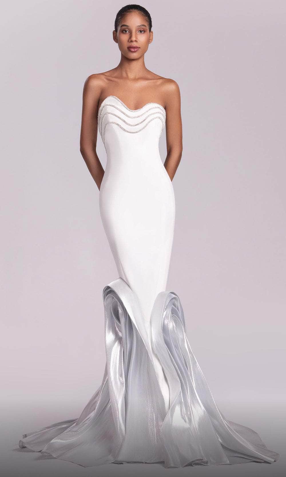 MNM Couture G1819 - Metallic Trimmed Evening Gown MNM Couture G1819 - Metallic Trimmed Evening Gown