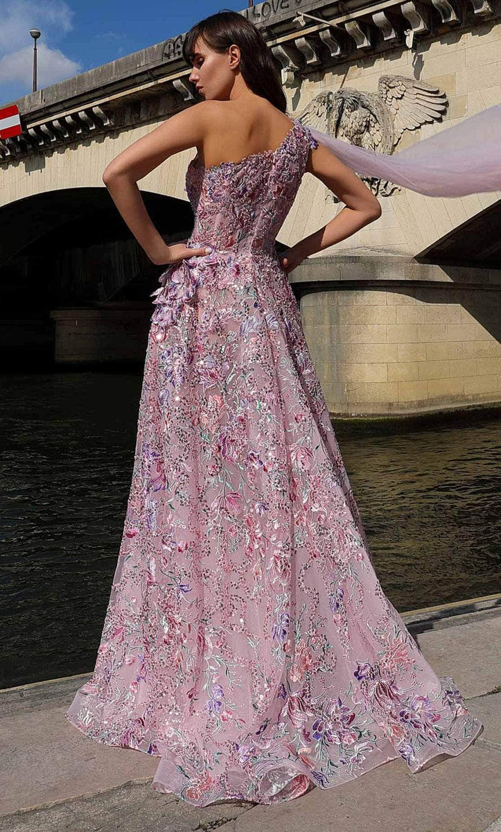 MNM COUTURE N0104A Off-Shoulder Ruffled Peplum Gown  - 1 pc Salmon In Size 6 Available