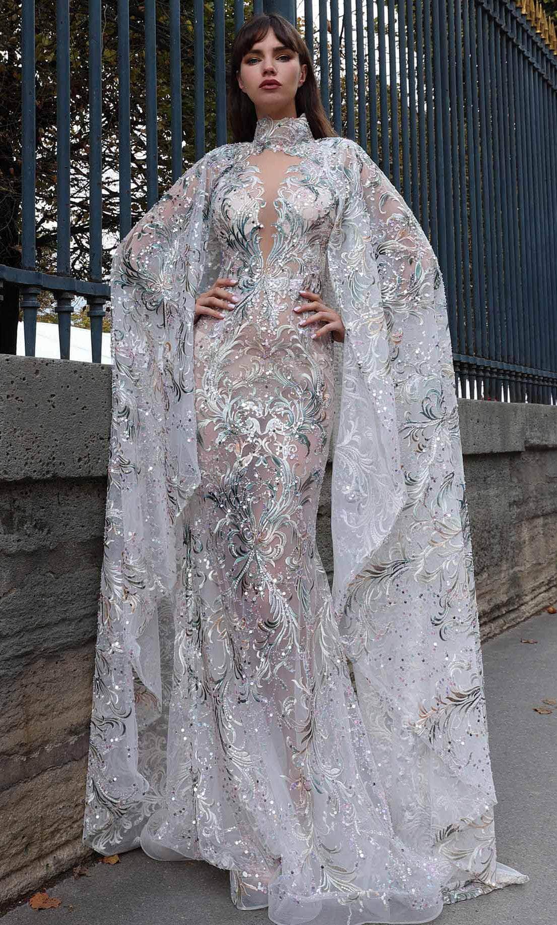 MNM Couture K4025 - High Neck See-Through Dress MNM Couture K4025 - High Neck See-Through Dress