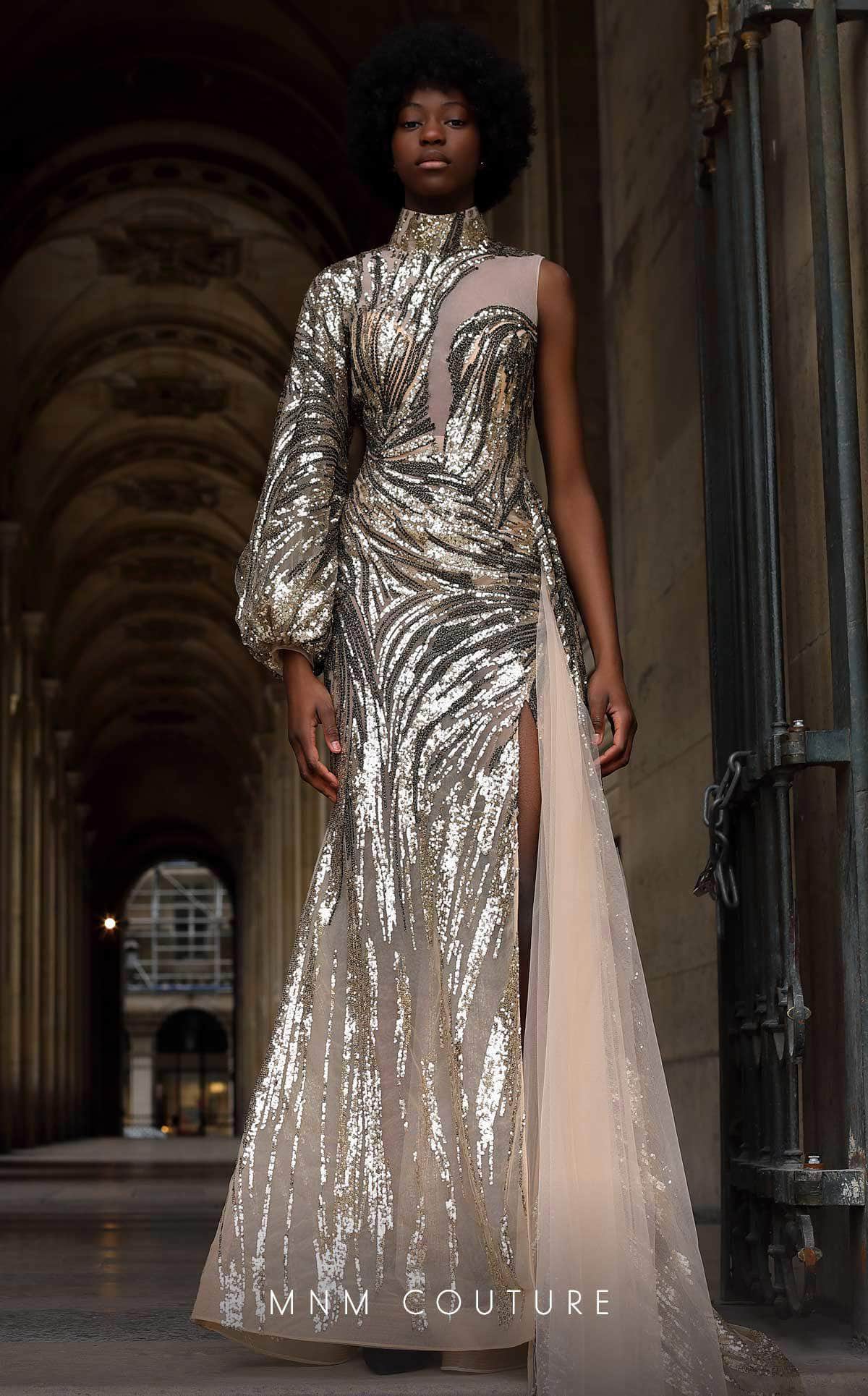 MNM Couture K4066 - Embellished Sheer High Neckline Gown MNM Couture K4066 - Embellished Sheer High Neckline Gown