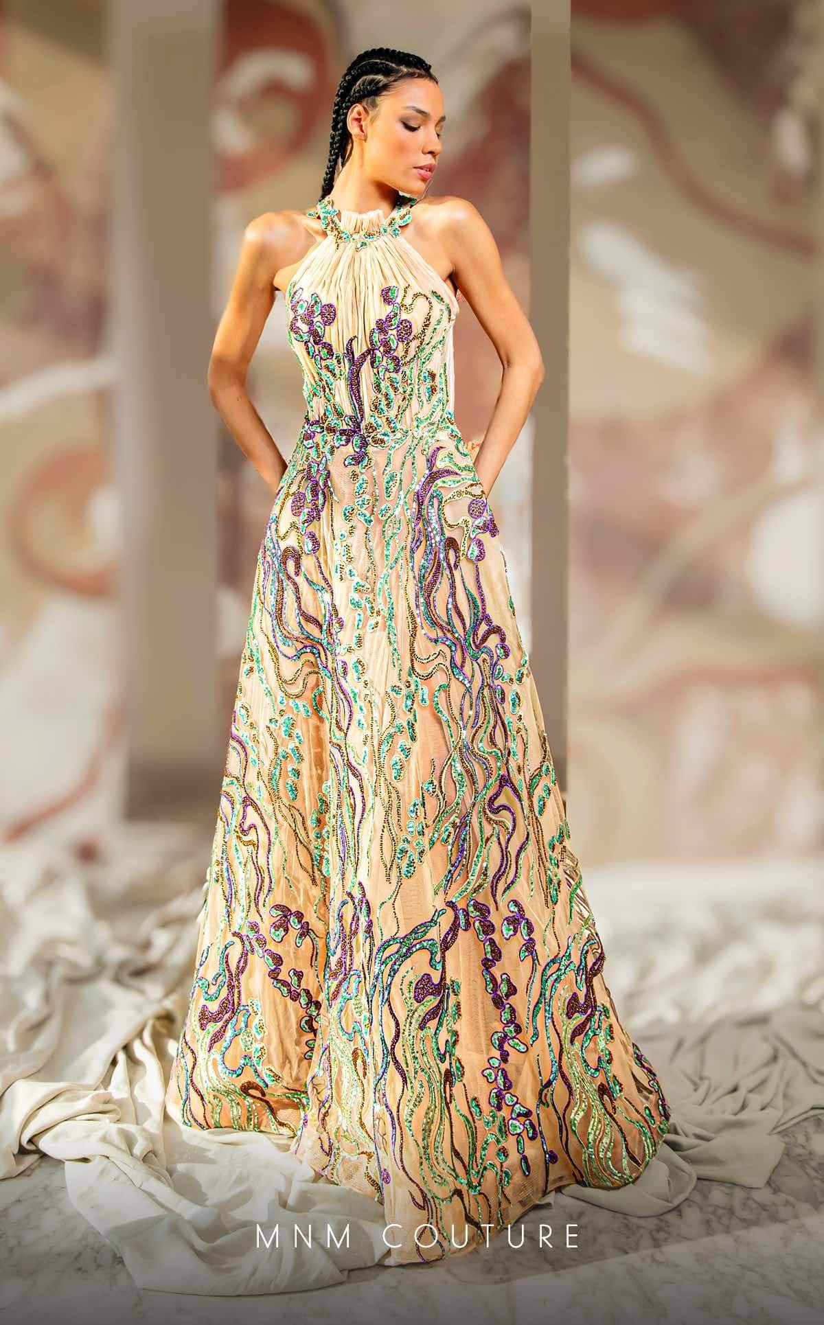 MNM Couture K4167 - High Halter A-Line Evening Gown MNM Couture K4167 - High Halter A-Line Evening Gown