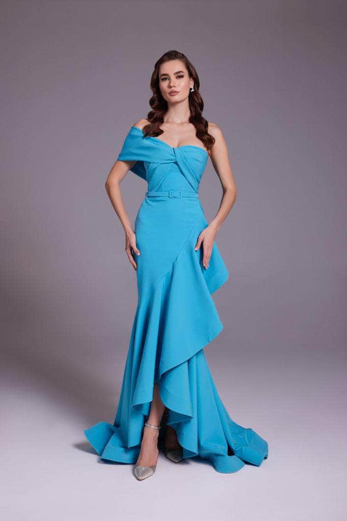 mermaid high low dress Mermaid High-Low Tulle Semi Wedding Guest Dress Sweetheart Ruffled Formal Gown COCOMELODY 833386514721, 7 Days / Yellow / S