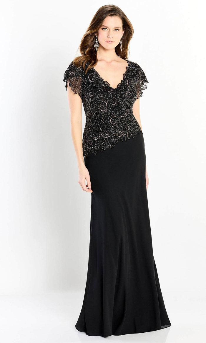 Montage by Mon Cheri M2202 - Formal Lace-Chiffon Full Dress Special Occasion Dress 4 / Black
