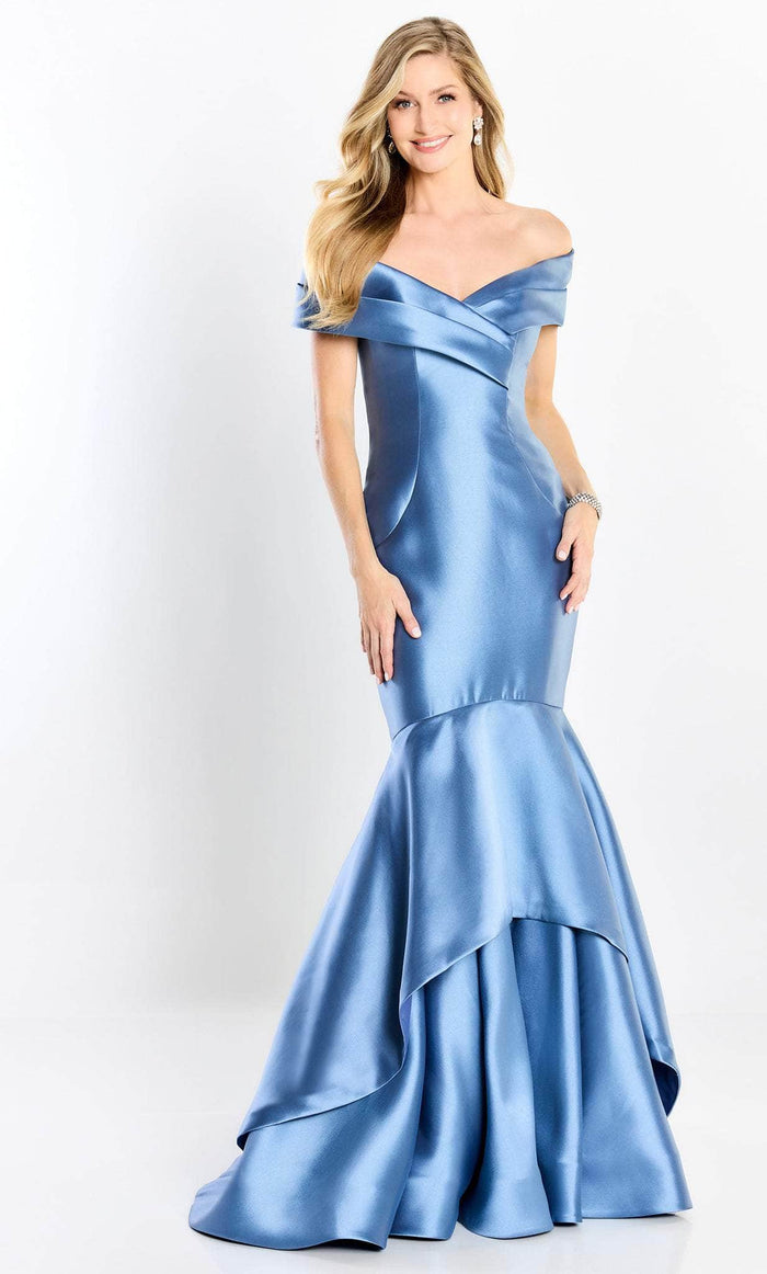 Montage by Mon Cheri M2207 - Off Shoulder Satin Mermaid Gown Special Occasion Dress 4 / Dusk