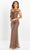 Montage by Mon Cheri M2215 - Sequined Off Shoulder Gown Special Occasion Dress 4 / Mocha