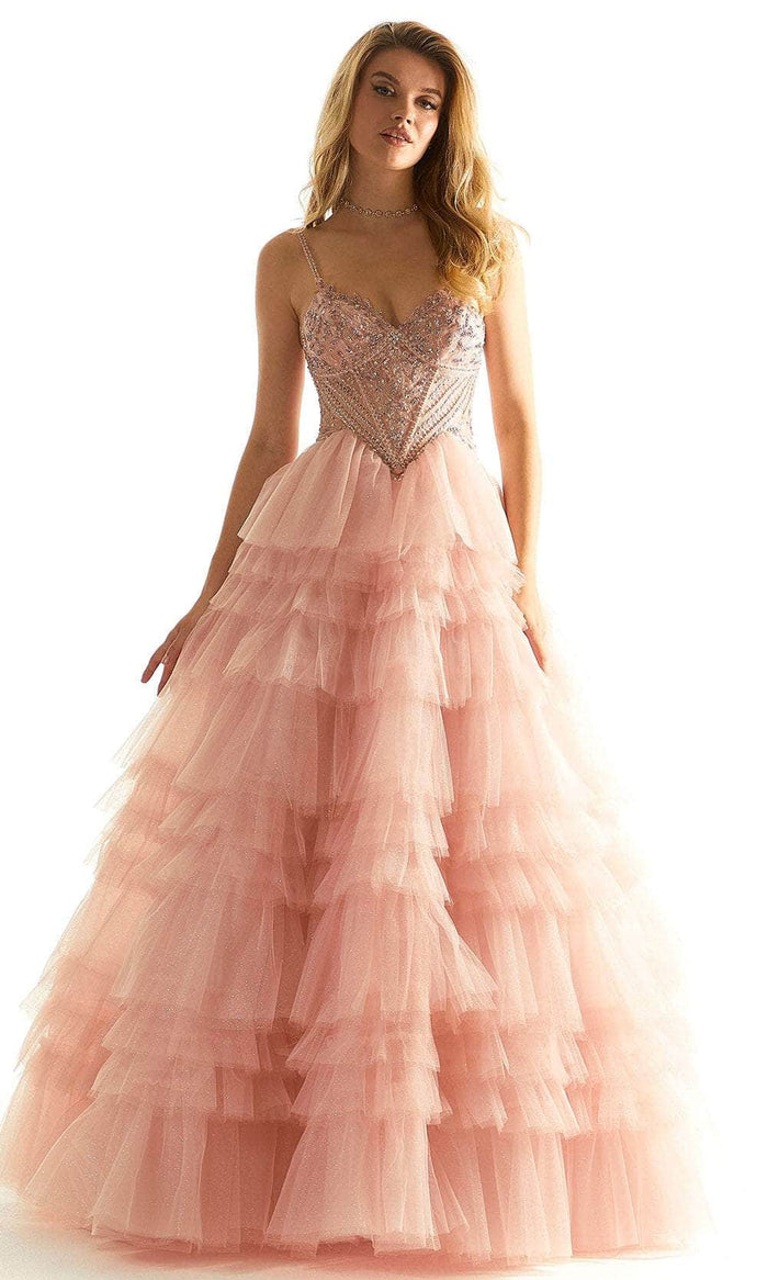 Mori Lee 49005 - Glitter Lace Prom Dress Prom Dresses 00 / Blush
