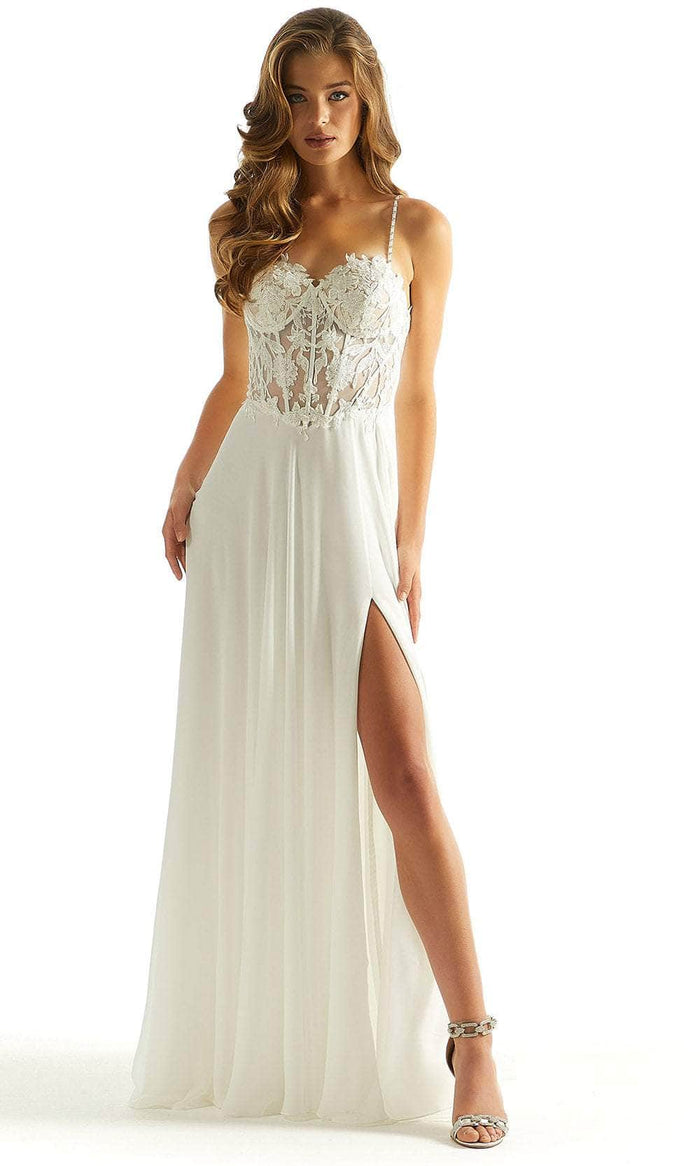 Mori Lee 49056 - Embroidered Bustier Prom Dress Prom Dresses 00 / White