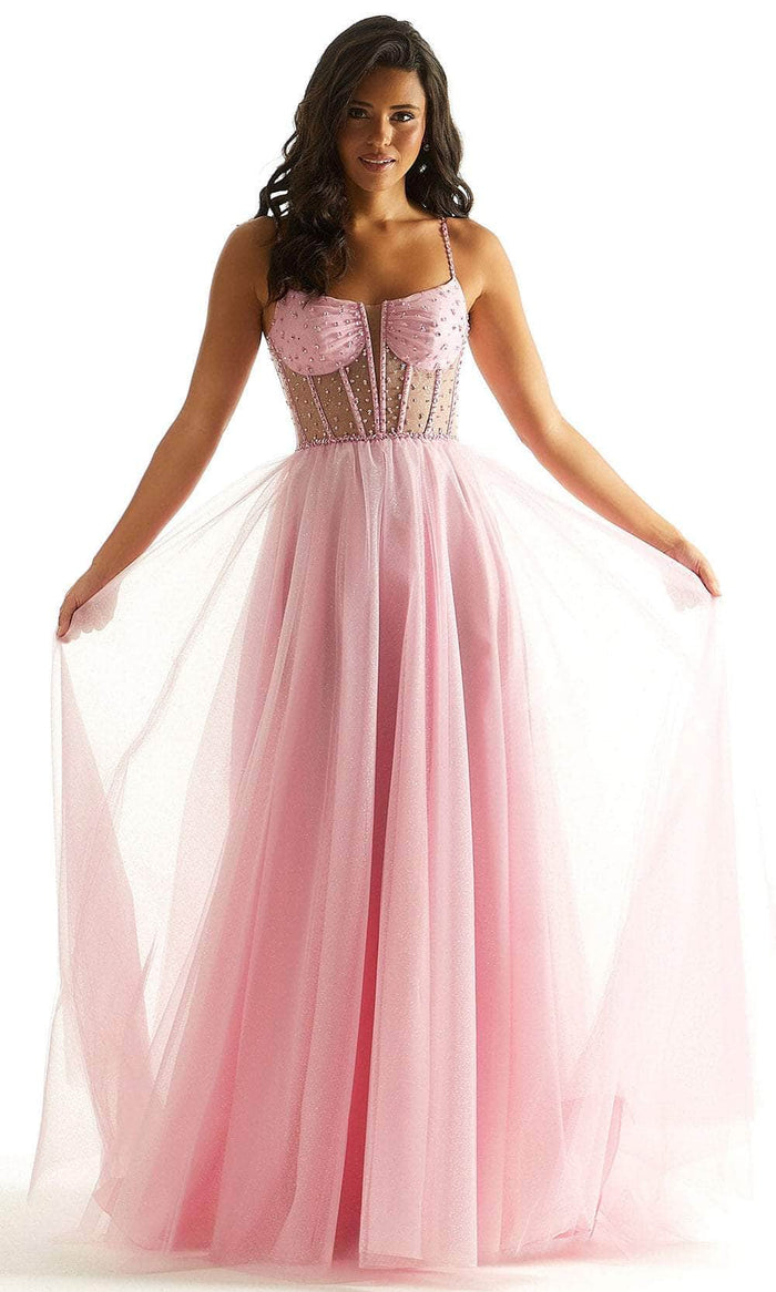 Mori Lee 49069 - Sheer Glitter Prom Dress Prom Dresses 00 / Pucker Up Pink