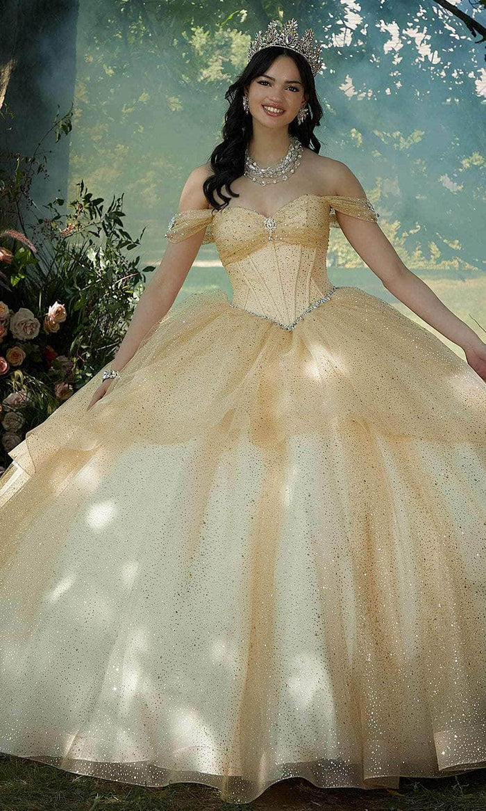 Mori Lee 60193 - Beaded Brooch Accented Sweetheart Neck Ballgown Ball Gowns 00 / Gold