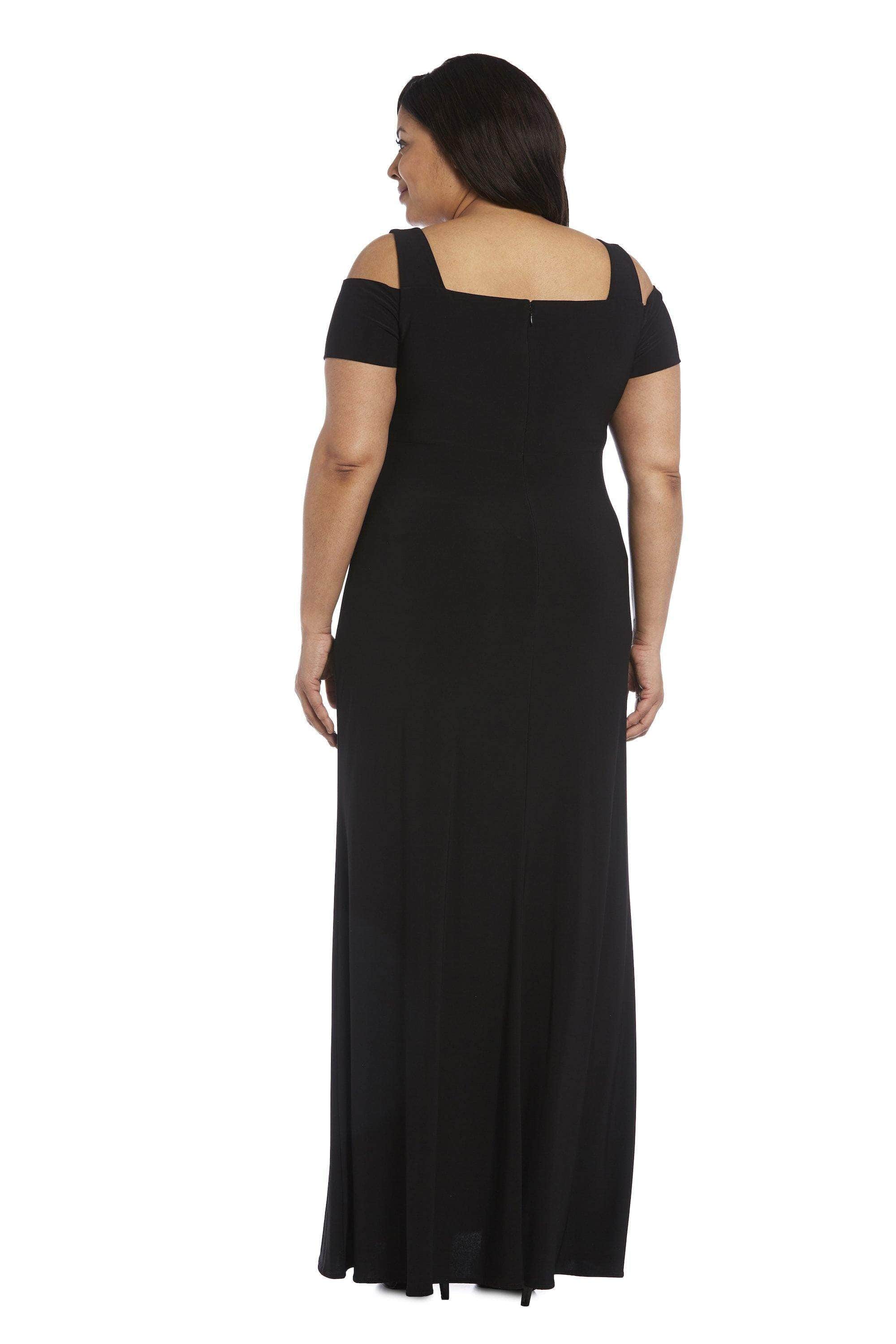 Nightway Plus Size Cold-Shoulder Keyhole Gown - Black 14W Nightway Plus Size Cold-Shoulder Keyhole Gown - Black 14W