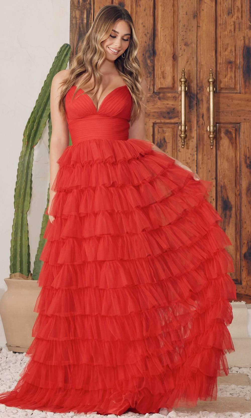 nox anabel red dress Nox Anabel F1571 - Long Satin Trumpet Dress