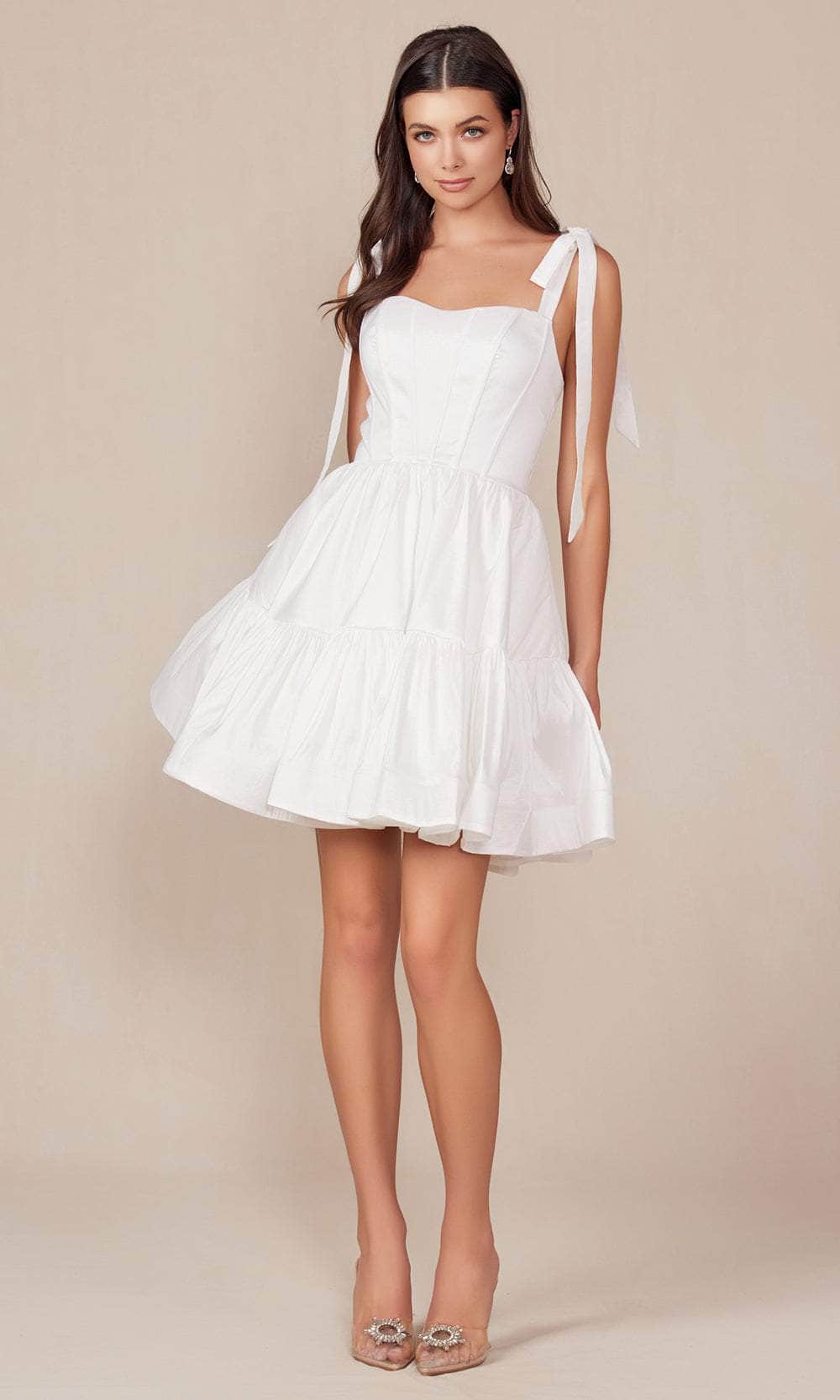 Nox Anabel T869W - Tie Strap Semi Sweetheart Neck Cocktail Dress Nox Anabel T869W - Tie Strap Semi Sweetheart Neck Cocktail Dress