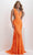 Panoply 14142 - Sequined V-Neck Evening Gown Evening Dresses 0 / Orange