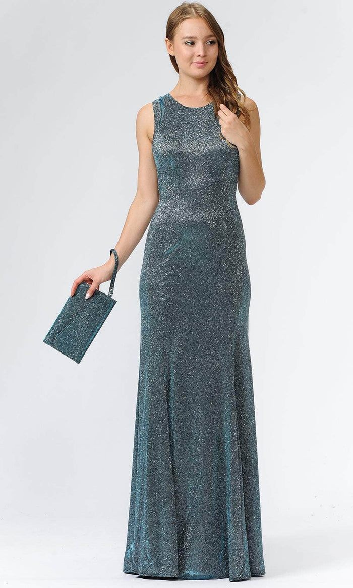 Poly USA 8342 - Glitter Knit Mermaid Prom Dress Evening Dresses XS / Teal