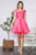 Poly USA - 8416 Cap Sleeve Embellished Waist Short Dress Cocktail Dresses XS / Hot Pink