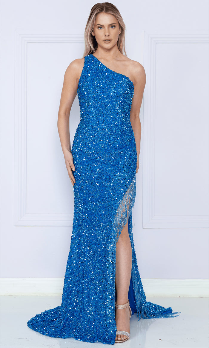 Poly USA 8984 - Sequin Velvet Gown Evening Dresses XS / Blue