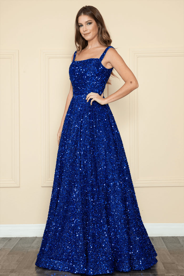 Poly USA 9106 - Square Neck Sequin Gown Special Occasion Dress