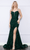 Poly USA 9172 - Sequined Illusion Sheath Dress Evening Dresses XS / Emerald