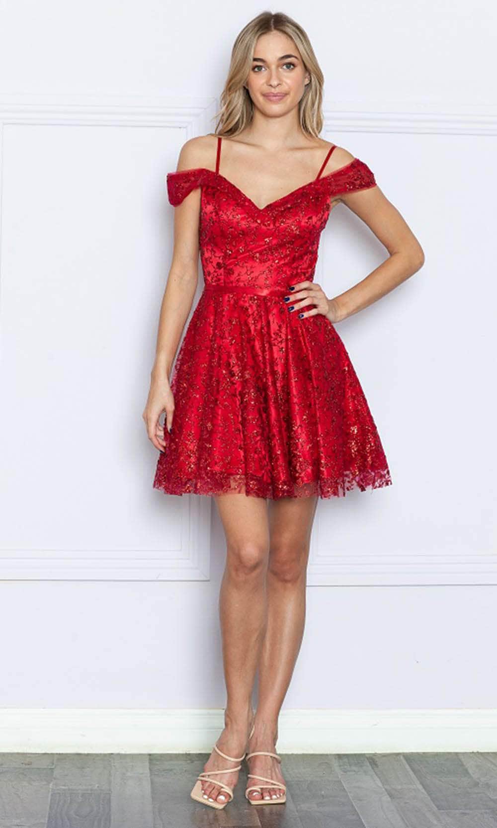 Poly USA 9198 COLD Shoulder Bridesmaids Short Dress | FormalDressShops COLD ICE / M Poly USA 9198 COLD Shoulder Bridesmaids Short Dress | FormalDressShops COLD ICE / M