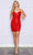 Poly USA 9224 - V-Neck Sequin Embellished Cocktail Dress Cocktail Dresses XS / Red