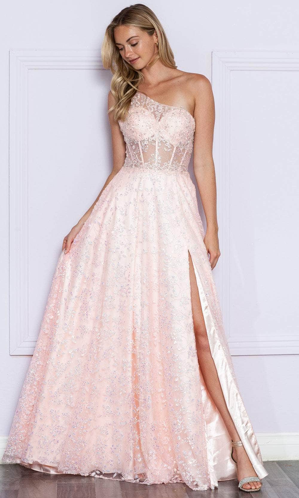 Poly USA 9372 - Beaded Applique Asymmetric Prom Dress Xs / Peach - Shop Poly USA Dresses On Couture Candy at CoutureCandy.com Poly USA 9372 - Beaded Applique Asymmetric Prom Dress Xs / Peach - Shop Poly USA Dresses On Couture Candy at CoutureCandy.com