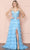 Poly USA 9404 - Sleeveless Tiered High Slit Prom Dress Prom Dresses XS / Blue