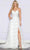 Poly USA 9404 - Sleeveless Tiered High Slit Prom Dress Prom Dresses XS / Off-White