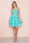 Poly USA 9468 - Corset Bodice A-Line Cocktail Dress Homecoming Dresses XS / L Green2