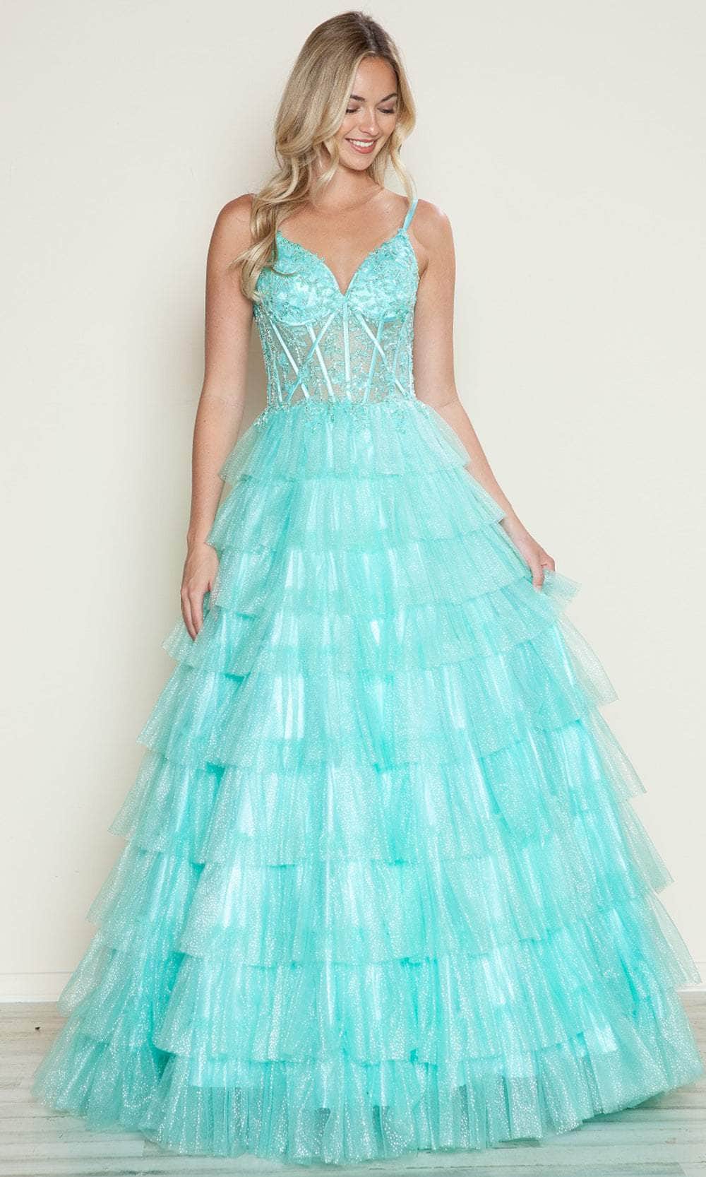 PolyUSA 9608 Long Prom Dress Mint / Small PolyUSA 9608 Long Prom Dress Mint / Small