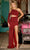 Portia and Scarlett PS23480 - Ruched Beaded Asymmetric Prom Gown Special Occasion Dress 00 / Red