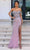 Portia and Scarlett PS23967 - Fringe-Detailed Sweetheart Slit Gown Evening Dresses 0 / Pink-Silver