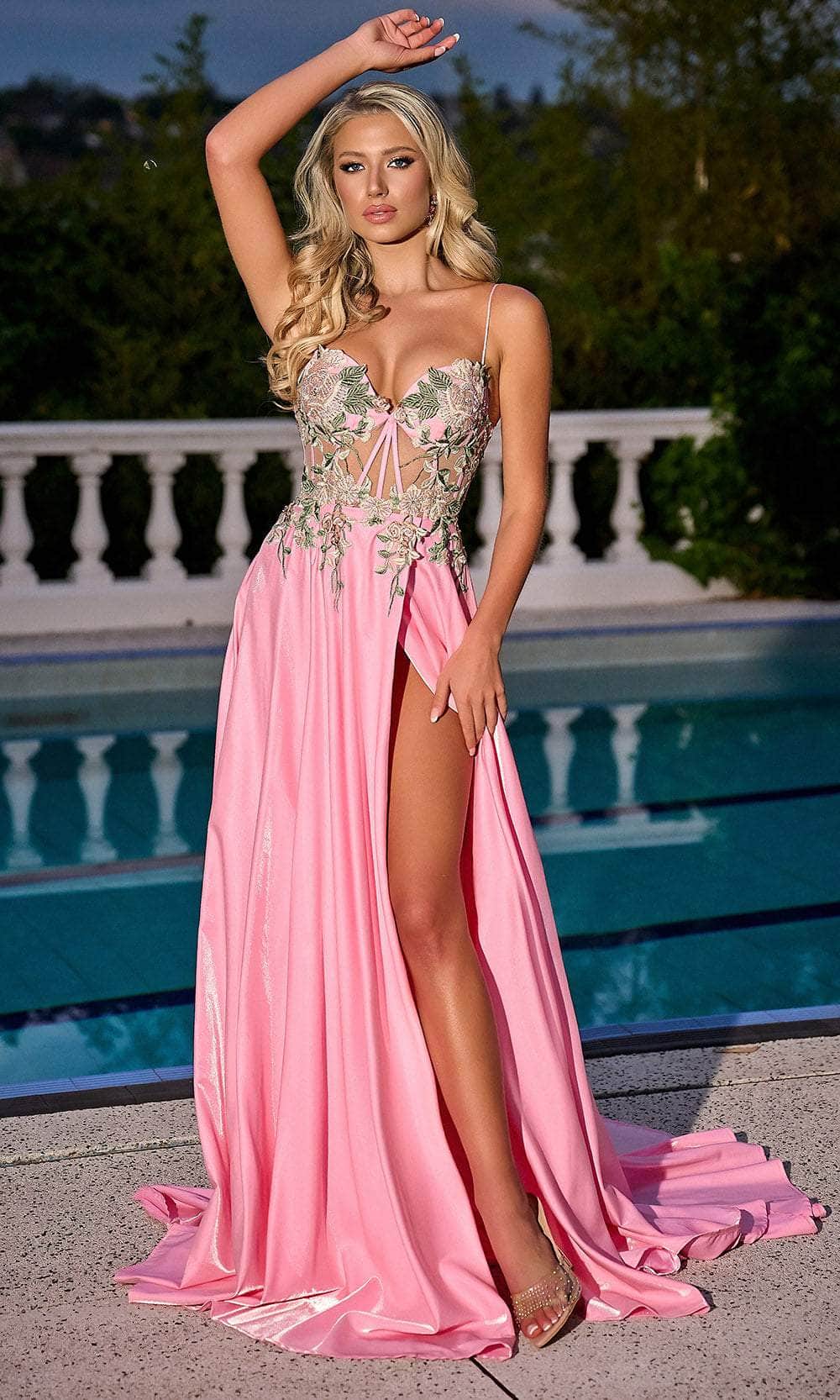 Portia and Scarlett PS24258 - Floral Embroidered Sweetheart Prom Gown Couture Candy Portia and Scarlett PS24258 - Floral Embroidered Sweetheart Prom Gown Couture Candy