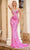 Portia and Scarlett PS24344 - Illusion Side V-Neck Prom Gown Special Occasion Dress 00 / Pink-Multi