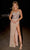 Portia and Scarlett PS24858C - Jeweled Deep V-Neck Prom Gown Special Occasion Dress 00 / Silver