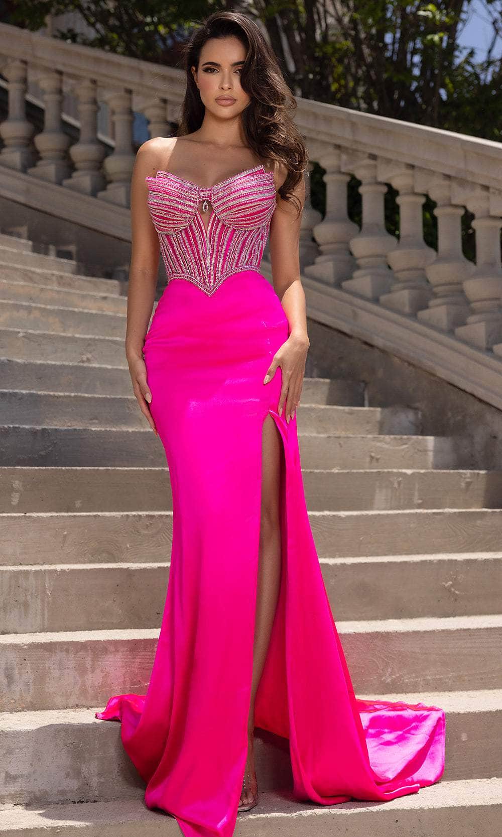 Long Sparkly Dresses Pink Prom Dress Hot Pink Sheer Dress Portia And Scarlett PS25187 Long Silk Long Sparkly Dresses Pink Prom Dress Hot Pink Sheer Dress Portia And Scarlett PS25187 Long Silk