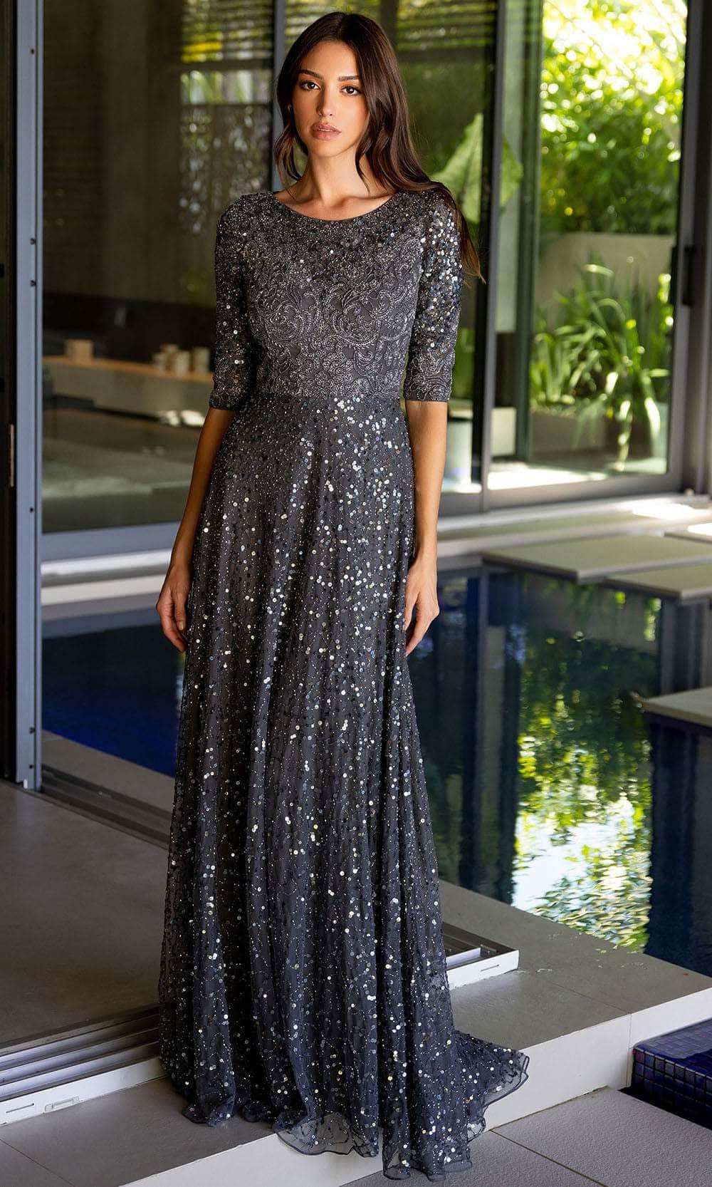 Primavera Couture 13115 Prom Dress - Charcoal | NewYorkDress Primavera Couture 13115 Prom Dress - Charcoal | NewYorkDress