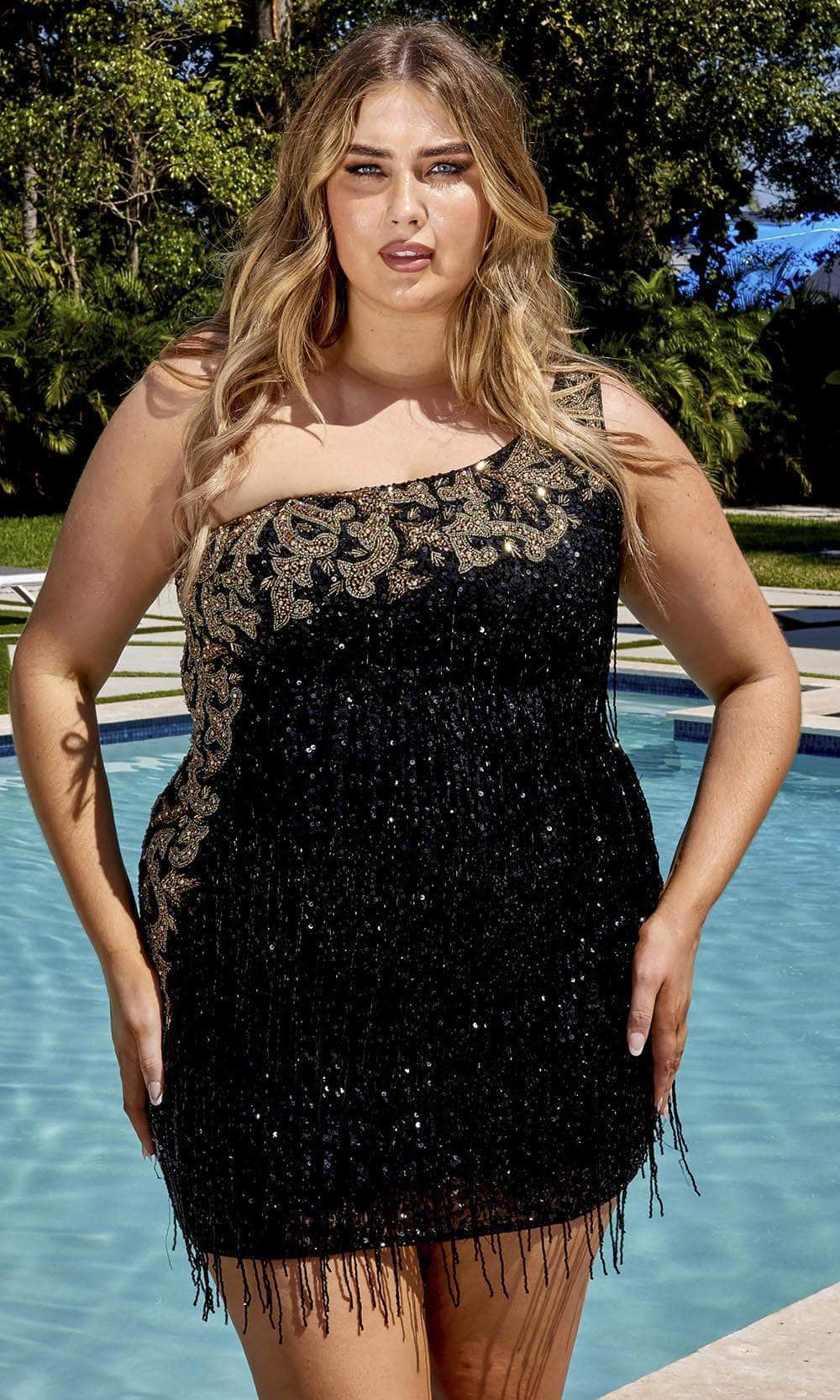 size 14w cocktail dresses Alex Evenings 8439054 Tea Length Plus Size Short Cocktail Ruffle A Line Dress
