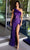 Primavera Couture 4112 - Feather Fringed Sheath Prom Dress Special Occasion Dress 000 / Purple