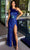 Primavera Couture 4112 - Feather Fringed Sheath Prom Dress Special Occasion Dress 000 / Royal Blue