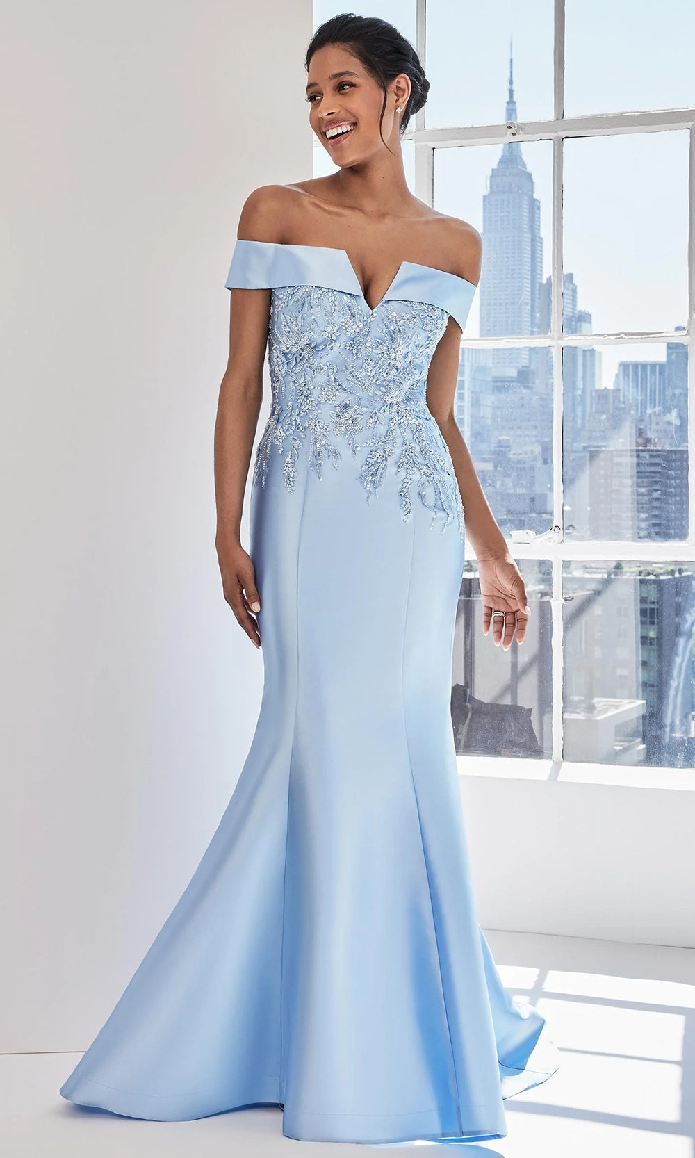 MGNY By Mori Lee 73119 - Beaded Off Shoulder Mermaid Gown